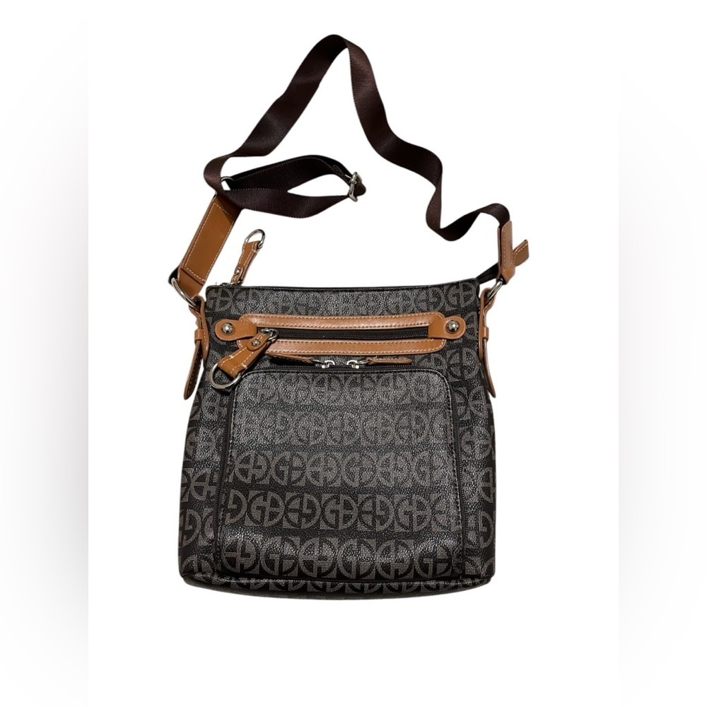 Giani Bernini Block Signature Logo Faux Leather Women's  Crossbody Bag Brown - Picture 1 of 7